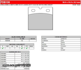 ΛΥΡΗΣ FERODO ΤΑΚΑΚΙΑ ΟΠΙΣΘΙΑ ΓΙΑ BMW K 75 750 1990-2000, FDB108ST