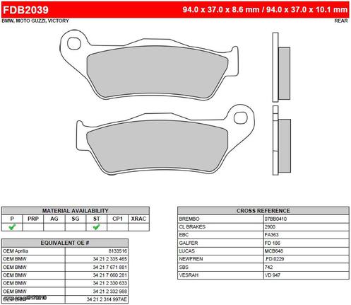 ΛΥΡΗΣ FERODO ΤΑΚΑΚΙΑ ΟΠΙΣΘΙΑ ΓΙΑ BMW R 1150 RS / RT 2001-, FDB2039ST 