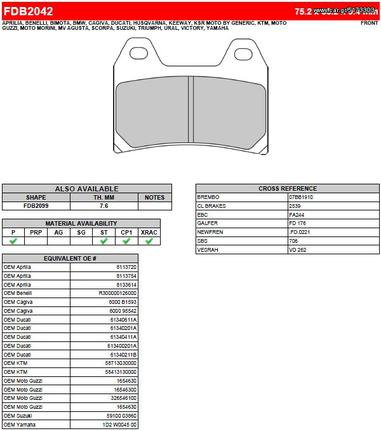 ΛΥΡΗΣ FERODO ΤΑΚΑΚΙΑ ΕΜΠΡΟΣ ΓΙΑ DUCATI 1200 MULTISTRADA TOURING/GRANTURISMO/PIKES PEAK (ABS STD) 2010-