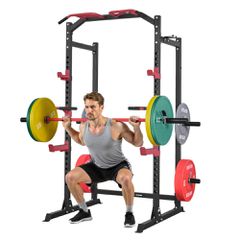 Ράφι ισχύος VEVOR Power Cage, πολυλειτουργική βάση καθισμάτων με μπάρα και ρυθμιζόμενο ύψος, εξοπλισμός προπόνησης ενδυνάμωσης για οικιακό γυμναστήριο με J-Hooks και άλλα εξαρτήματα γυμναστικής για πι