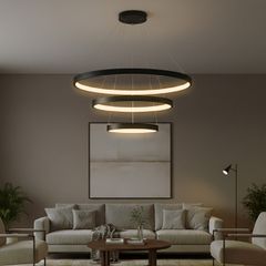 kelvo® NEMESIS KLV-101-0220 Κρεμαστό Φωτιστικό Οροφής LED 120W 12000lm 180° AC 220-240V IP20 Ρυθμιζόμενο Λευκό CCT με Χειριστήριο από 2700K έως 6000K Dimmable - Lumileds SMD Chip - Μαύρο Ματ - Μ80 x Π