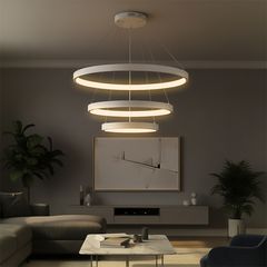 kelvo® NEMESIS KLV-101-0221 Κρεμαστό Φωτιστικό Οροφής LED 120W 12000lm 180° AC 220-240V IP20 Ρυθμιζόμενο Λευκό CCT με Χειριστήριο από 2700K έως 6000K Dimmable - Lumileds SMD Chip - Λευκό Ματ - Μ80 x Π