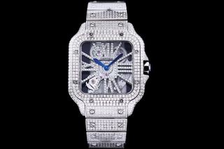 Cartier Sandos 40’ Automatic IcedOut Diamonds Swiss Superclone Replica Αντιγραφο