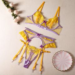 Romantic Floral Embroidered Set Yellow-thumb-1