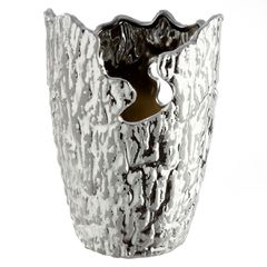 Βάζο Κωνικό Κεραμικό Ασημί Χρώμα D13X19Cm D13X19Cm
