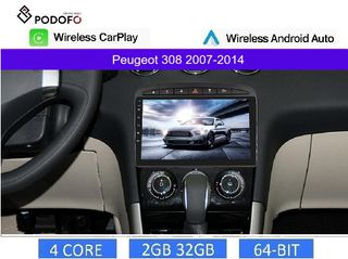 Peugeot 308 (2007-14) Android οθόνη 9" 2+32GB Ασύρματο CarPlay & Aσύρματο Android Auto | GPS | EQ | WiFi