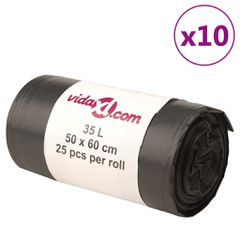 vidaXL Σακούλες Απορριμμάτων 250 τεμ. Μαύρες 35 Λ.
