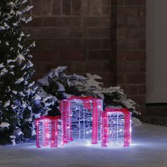 vidaXL Διακόσμηση Κουτιού Δώρου 3 pcs Ψυχρό λευκό 20 x 20 x 21 εκ