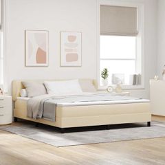 Κρεβάτι με ελατήρια με κεφαλάρι Κρεμ 180 x 200 cm ύφασμα 3340043