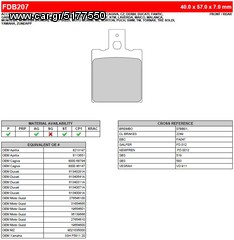 ΛΥΡΗΣ FERODO ΤΑΚΑΚΙΑ ΟΠΙΣΘΙΑ ΓΙΑ DUCATI 900 SUPERMONO DESMO 4 / I.E. PASO 1992-1998, FDB207ST