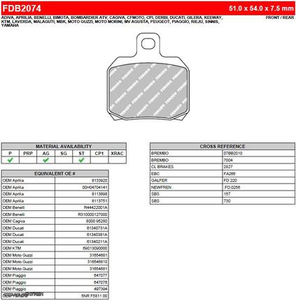 ΛΥΡΗΣ FERODO ΤΑΚΑΚΙΑ ΟΠΙΣΘΙΑ ΓΙΑ DUCATI SUPERBIKE 848 EVO (ROAD VERSION PAD) 2011-, FDB2074ST