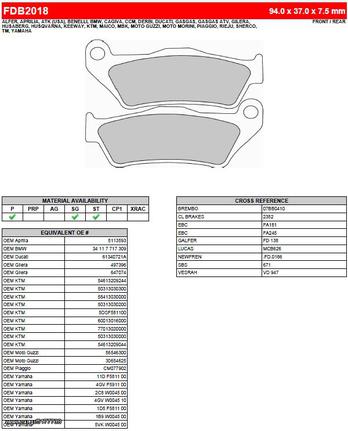 ΛΥΡΗΣ FERODO ΤΑΚΑΚΙΑ ΕΜΠΡΟΣ ΓΙΑ KTM 300 EXC 1994-2006, FDB2018SG