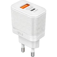 Wall Adapter QC 3.0 USB-A & USB-C 20w Λέυκο