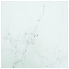 vidaXL Επιφάνεια Τραπεζιού Λευκή 30x30εκ 6 χιλ Ψημ. Γυαλί Μαρμ. Σχέδιο