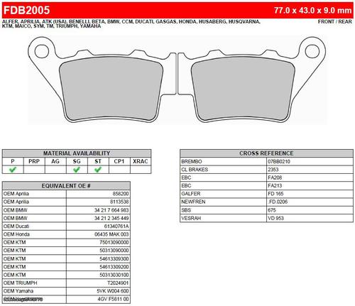 ΛΥΡΗΣ FERODO ΤΑΚΑΚΙΑ ΟΠΙΣΘΙΑ ΓΙΑ KTM 250 EXC SIX DAYS 1998-, FDB2005SG
