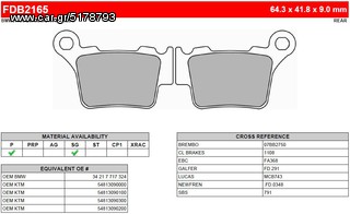 ΛΥΡΗΣ FERODO ΤΑΚΑΚΙΑ ΟΠΙΣΘΙΑ ΓΙΑ KTM 350 SX-F / XC-F 2011-, FDB2165SG 