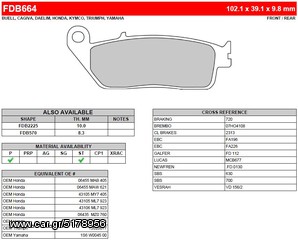 ΛΥΡΗΣ FERODO ΤΑΚΑΚΙΑ ΕΜΠΡΟΣ ΓΙΑ HONDA CBR 300R 2014-, FDB664EF