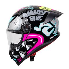 Axxis Fenix Angry Face B8 Black/Blue/Pink Gloss-thumb-1