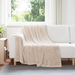 vidaXL Κουβέρτα Μπεζ 150 x 200 cm Μαλλί