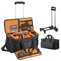 Τσάντα καλωδίου VEVOR Rolling DJ, 1680D, Επενδυμένη τσάντα αρχειοθέτησης με ρόδες, 6 αποσπώμενα διαχωριστικά, θήκη μουσικού εξοπλισμού ταξιδιού, για επαγγελματικό εξοπλισμό DJ, μουσικά όργανα και αξεσ