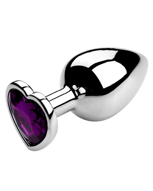 Butt plug with diamond heart purple Large