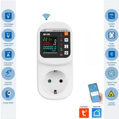 WiFi ψηφιακός επιτήρηση τάσης, έντασης & υπερφόρτωσης Schuko 16A EGER M001 LCD WIFI με οθόνη ενδείξεων & ρυθμιζόμενη προστασία υπότασης/υπέρτασης Tuya / Smart Life