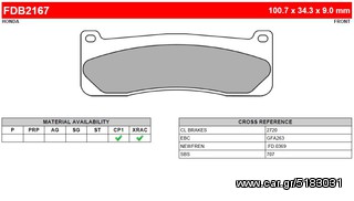 ΛΥΡΗΣ FERODO ΤΑΚΑΚΙΑ ΕΜΠΡΟΣ ΓΙΑ HONDA CRE BAJA RR HM 125 4T 2011-, FDB2167CP1