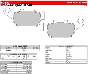 ΛΥΡΗΣ FERODO ΤΑΚΑΚΙΑ ΟΠΙΣΘΙΑ ΓΙΑ HONDA AFRICA TWIN 750 XRV 1990-1993, FDB531P 