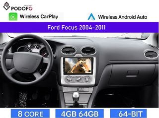 Ford Focus (2004-2011) Android Car Radio 9" 4+64GB Ασύρματο CarPlay & Android Auto GPS WiFi DSP