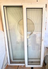 Σετ 2 Μπαλκονόπορτες PVC (Μονόφυλλη + Σταθερό) με Διπλά Τζάμια Χωρίς Στοριά Ύψος 2,20cm x Μήκος 1,40cm