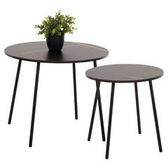 ΤΡΑΠΕΖΙΑ ΣΑΛΟΝΙΟΥ 2ΤΜΧ CUPPER HM9878.13 ΜΕΛΑΜΙΝΗ ΜΑΥΡΟ ΜΑΡΜΑΡΟ-ΜΑΥΡΟ ΜΕΤΑΛΛΟ