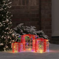 vidaXL Κουτί Δώρου με 60 LED 3 pcs Πολύχρωμο 20 x 20 x 20 εκ. Ακρυλικό