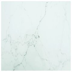 vidaXL Επιφάνεια Τραπεζιού Λευκή 50x50εκ 6 χιλ Ψημ. Γυαλί Μαρμ. Σχέδιο