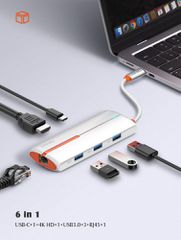 LDNIO docking station DS-26H, 6 θυρών, USB-C σύνδεση, 4K, 100W PD, λευκό-thumb-2