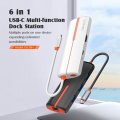 LDNIO docking station DS-26H, 6 θυρών, USB-C σύνδεση, 4K, 100W PD, λευκό-thumb-1