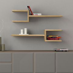 Ραφιέρα τοίχου Fork Megapap 2 τεμαχίων χρώμα sapphire oak 75x19,5x18εκ.