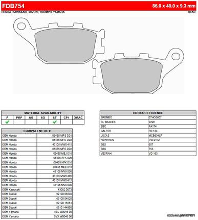 ΛΥΡΗΣ FERODO ΤΑΚΑΚΙΑ ΟΠΙΣΘΙΑ ΓΙΑ HONDA CBR 1000 FIREBLADE 2004-2005, FDB754ST 