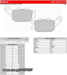 ΛΥΡΗΣ FERODO ΤΑΚΑΚΙΑ ΟΠΙΣΘΙΑ ΓΙΑ HONDA CBR 600 F 2007-, FDB754P