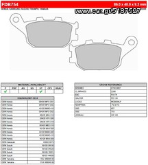 ΛΥΡΗΣ FERODO ΤΑΚΑΚΙΑ ΟΠΙΣΘΙΑ ΓΙΑ HONDA VT 1300 CX 2010-, FDB754ST