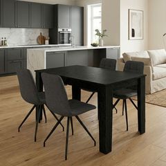 Σετ τραπεζαρία 5τμχ Darlen - Bianca Megapap χρώμα sencron black - γκρι 125x72x74εκ.
