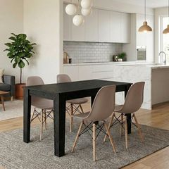Σετ τραπεζαρία 5τμχ Darlen - Nova Megapap χρώμα sencron black - cappuccino 125x72x74εκ.