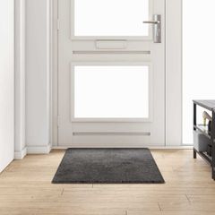 vidaXL Δερμάτινο Χαλί Γκρι 80 x 150 cm 100% Πολυπροπυλένιο Τούφτα