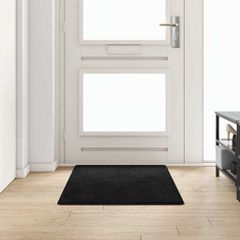 vidaXL Δερμάτινο Χαλί Μαύρο 80 x 150 cm 100% Πολυπροπυλένιο Τούφτα
