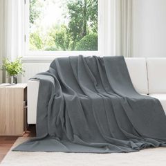 vidaXL Κουβέρτα Σκούρο Γκρι 220 x 240 cm Μαλλί