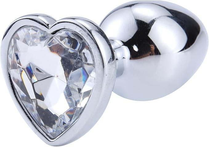 Butt plug with diamond heart clear Large