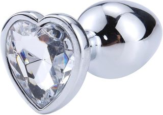 Butt plug with diamond heart clear Large