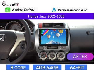 Honda Jazz (2002-08) Android 9" 4+64GB 8-Core Ασύρματο CarPlay & Aσύρματο Android Auto GPS WiFi DSP