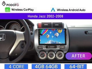 Honda Jazz (2002-08) Android 9" 4GB+64GB Ασύρματο CarPlay & Aσύρματο Android Auto GPS WiFi EQ