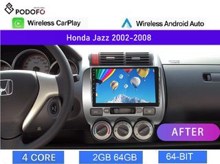Honda Jazz (2002-08) Οθόνη Android 9" 2GB+64GB Ασύρματο CarPlay & Aσύρματο Android Auto GPS WiFi EQ