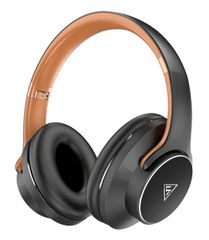 DOQAUS headphones DESIGN 1, ασύρματα & ενσύρματα, Φ40mm, 600mAh, μαύρα/καφέ